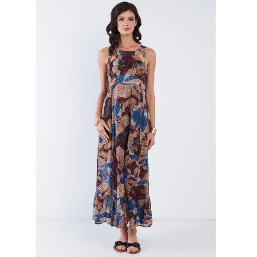 NWT BoHo Halter Neck Racerback Maxi - Blue